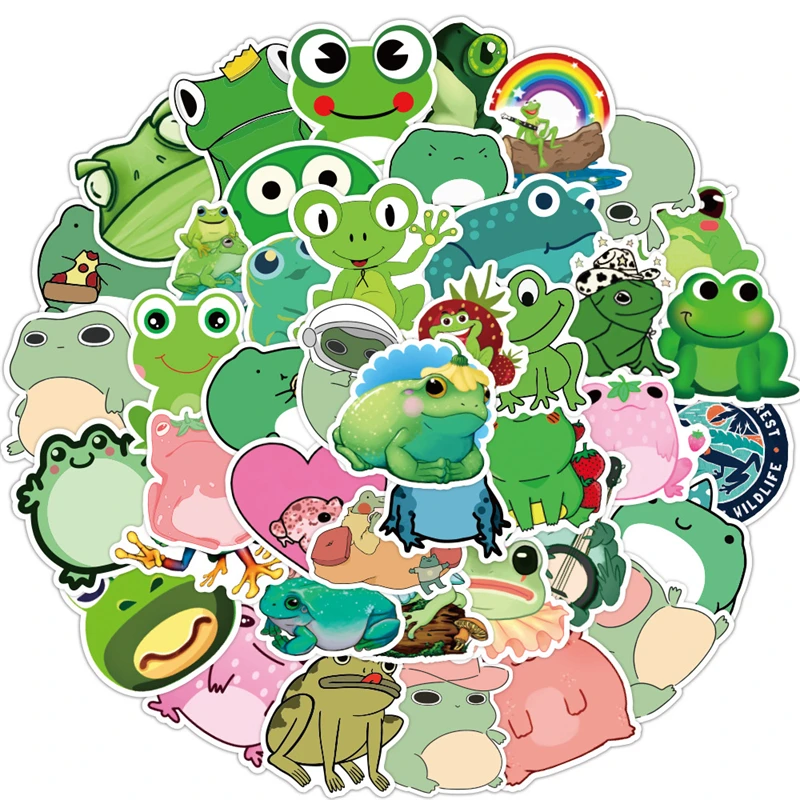 

10/30/50 PCS Frog Cartoon Doodle Anime Children Pretty Stickers Notebook Skateboard Laptop Fridge Waterproof Custom Wholesale