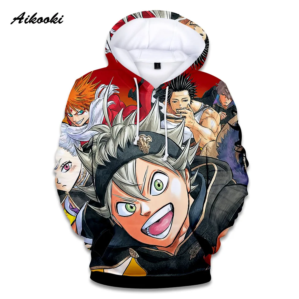 

Толстовка с капюшоном для мужчин и женщин, свитшот с 3D-принтом клевера, тонкий пуловер в стиле аниме, уличная одежда для мальчиков и девочек