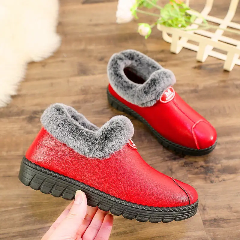 

Winter loafer shoes for women plush fuzzy slippers outside slip-on ankle boots female cozy waterproof snow slippers