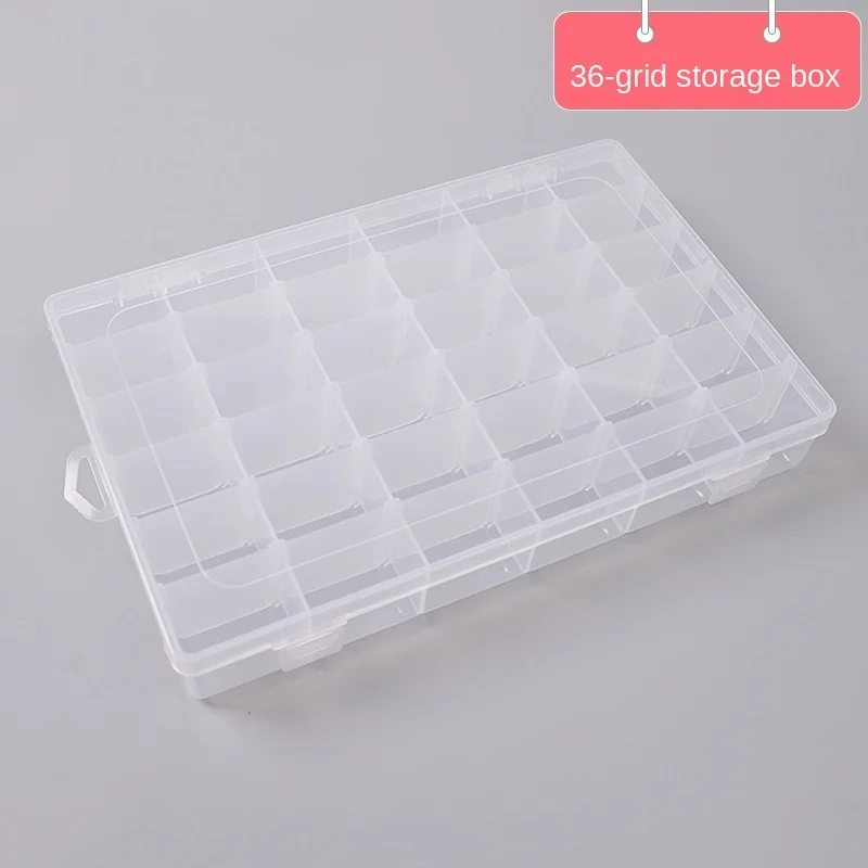

24/15 /36Grid Plastic Removable Stationery Storage Box Nail Art Finishing Rubber Band Jewelry Bait Eyelash Ear Nail Medicine Box