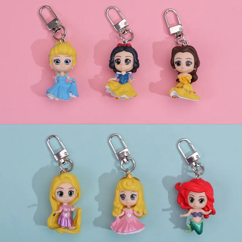 Cartoon Mermaid Cinderella Princess Keyring Cute Snow White Belle Key Chain Bag Accessories Girl Gift Keychain | Игрушки и хобби
