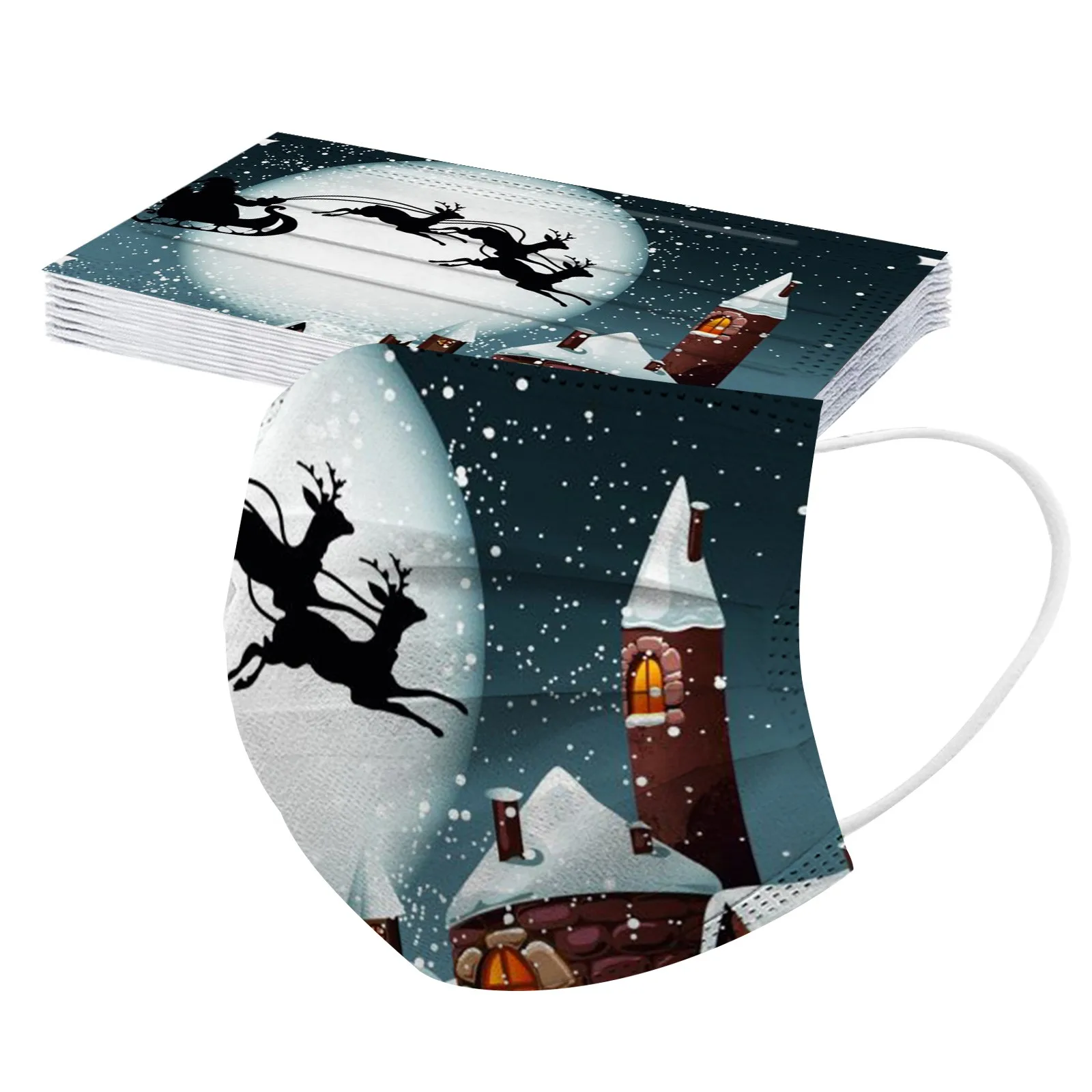 10 шт. одноразовые маски для лица с Санта-Клаусом и оленем | Тематическая одежда