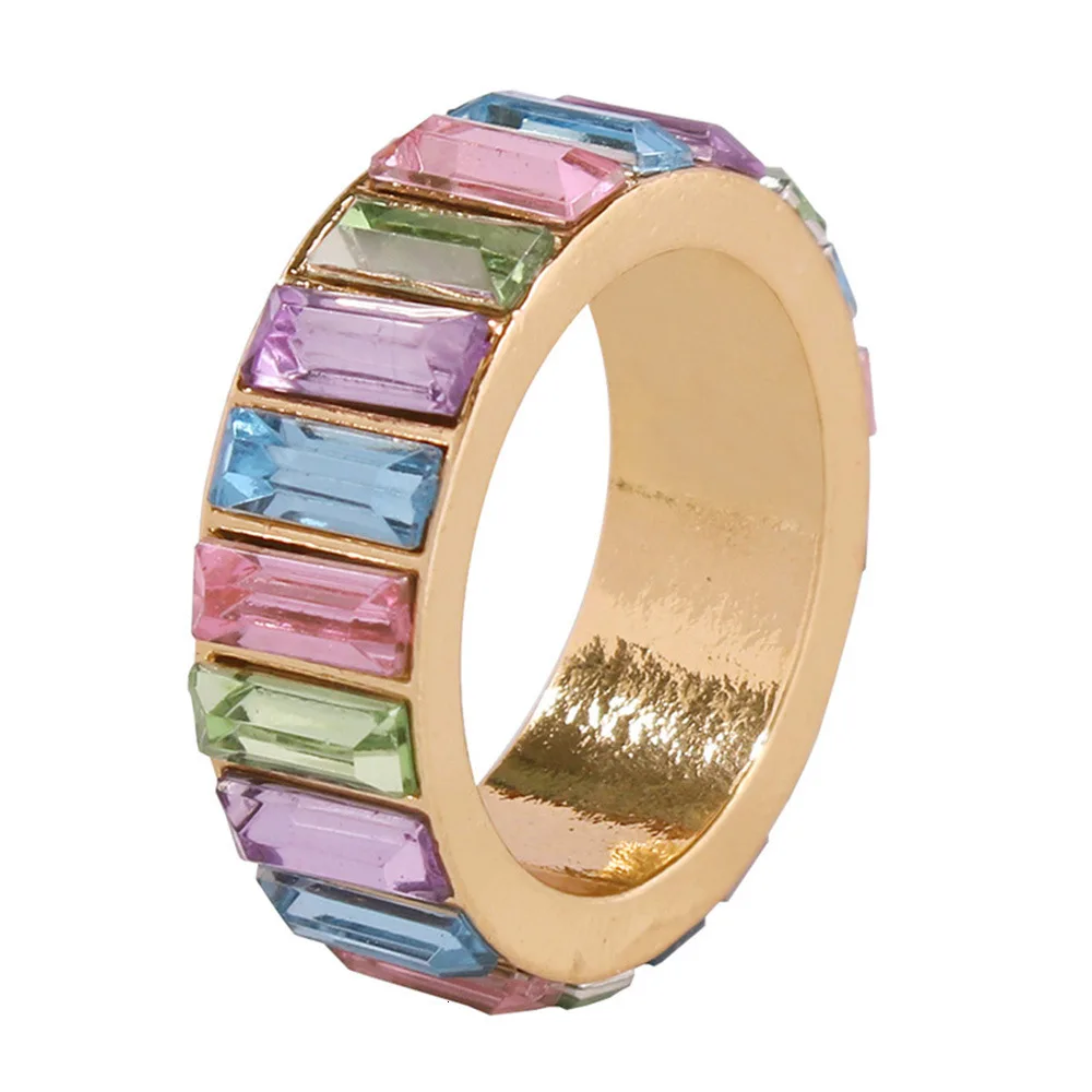 Jouval Fashion Rainbow Rhinestone Rings For Women Punk Gold Vintage Crystal Wedding Engagement Ring Bague Female Fashion Jewelry - Цвет основного камня: R1113-3