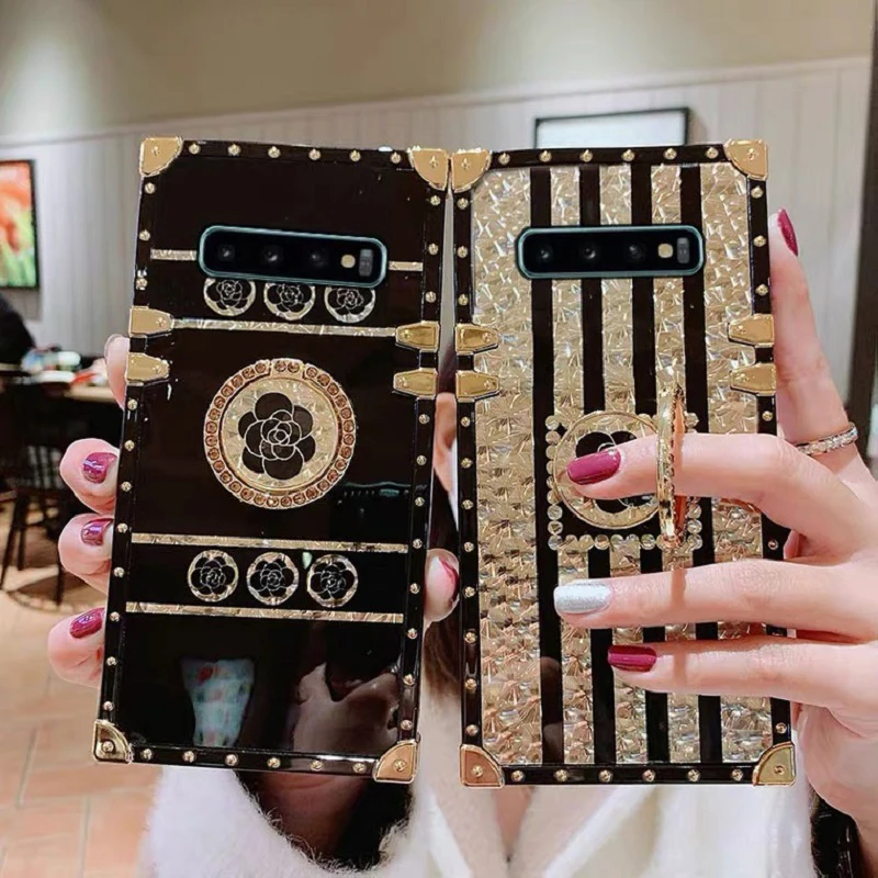 

Luxury Shiny Rose Phone Case for Samsung A51 A71 A01 A11 A21 A31 A81 A91 A21s M11 M31 A10e A20e A12 Square TPU Bracket Cover