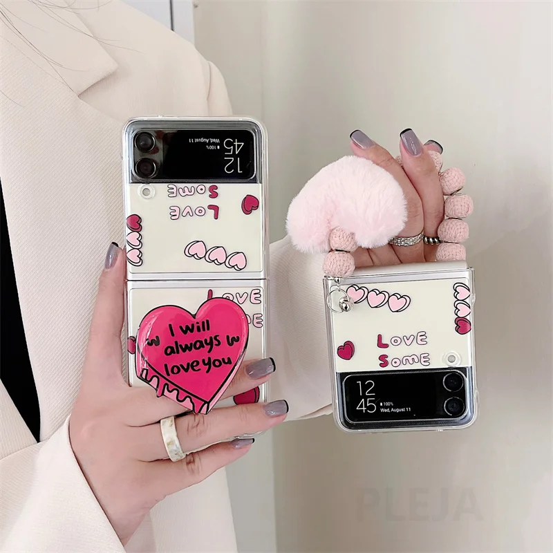 Чехол для телефона с милым помпоном Samsung Galaxy Z Flip 4 3 Flip3 ZFlip3 ZFlip4 | Мобильные телефоны