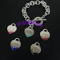 100 925 pure silver original high quality brand heart shaped pin clasp bracelet for men and women fashion simple lovers bracele