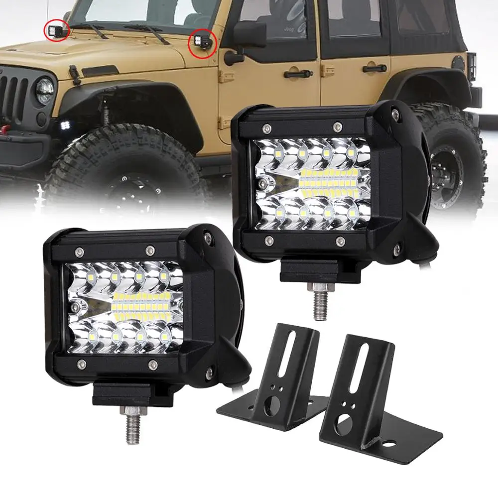Светодиодный 4 дюймовый рабочий светильник для внедорожников 12 В 24 + держатель
