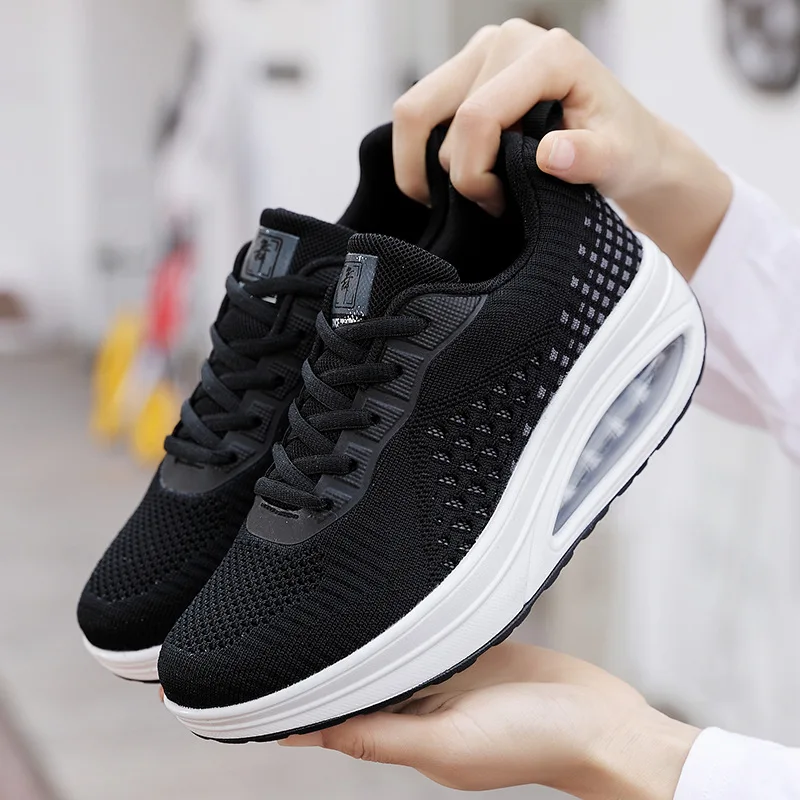 Mesh Trainers Chunky Shoes for Women White Black Sneakers Women Casual Sneakers New Comfortable Thick Sole Ladies Sport Shoes