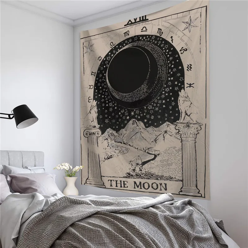 

Wall Hanging Moon Phase Change Tapestries Bedroom Decor Bedspread Throw Cover Sun Moon Wall Decor