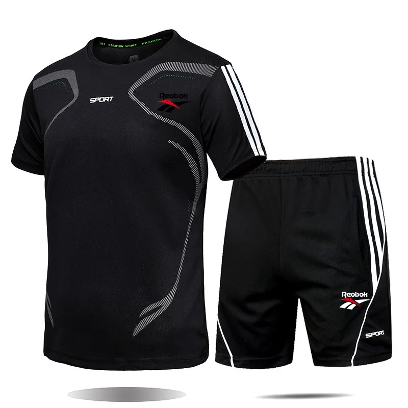

2021 new men's summer casual suit fashion two-piece sportswear printed short-sleeved T-shirt shorts suit men's sportswear