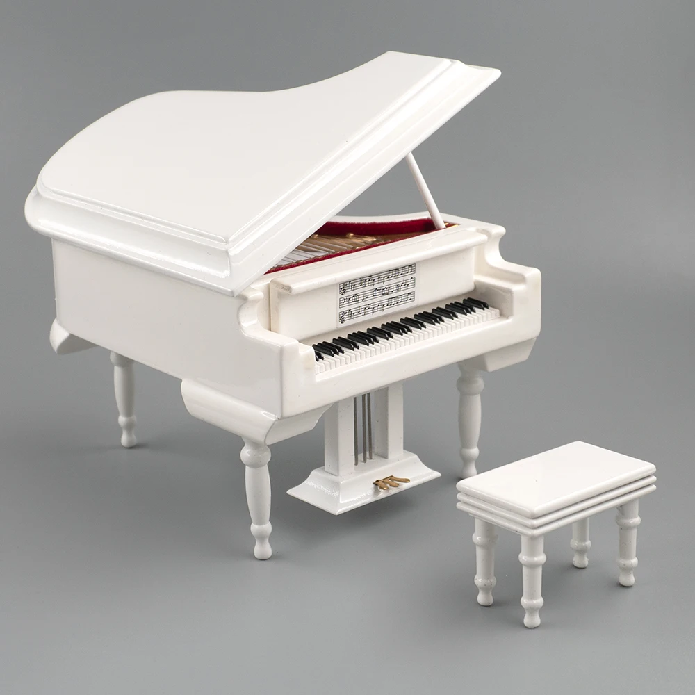

Miniature Wooden Grand Piano Model with Stool Mini Musical Instrument 1/12 Dollhouse 1/6 Action Figure Accessories Decoration