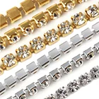 Стразы, цепочка для чашек, искусственная Золотая основа, блестящие бриллианты, отделка, цепочка, Швейные аксессуары, стразы, ремесла