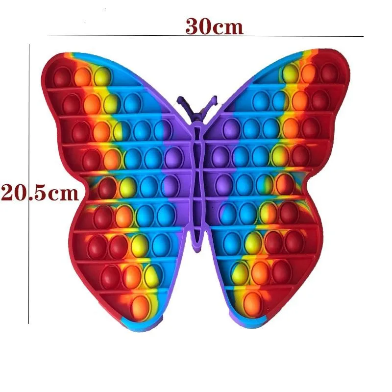 

10 шт./лот большой размер 30 см Популярная Радужная Бабочка пуш-пузырьки игрушки Антистресс игрушка для снятия аутизма