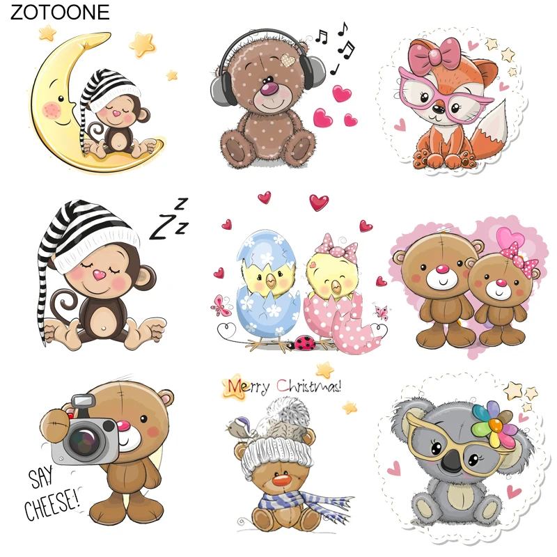 ZOTOONE милые животные обезьяна медведь приклеивающиеся утюгом нашивки переводы