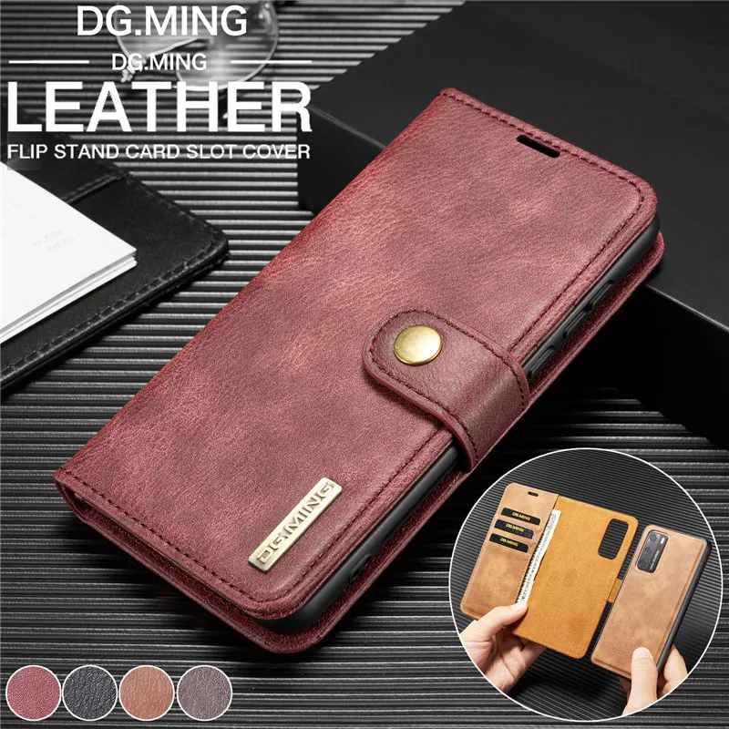 Роскошный кожаный чехол книжка с подставкой и отделением для карт Huawei P40 P30 Pro P20 Lite