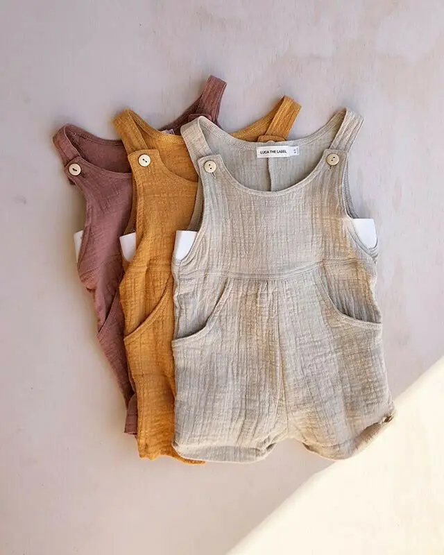 Комбинезон для новорожденных хлопковый без рукавов на возраст 0 24 месяца|Ромперы|