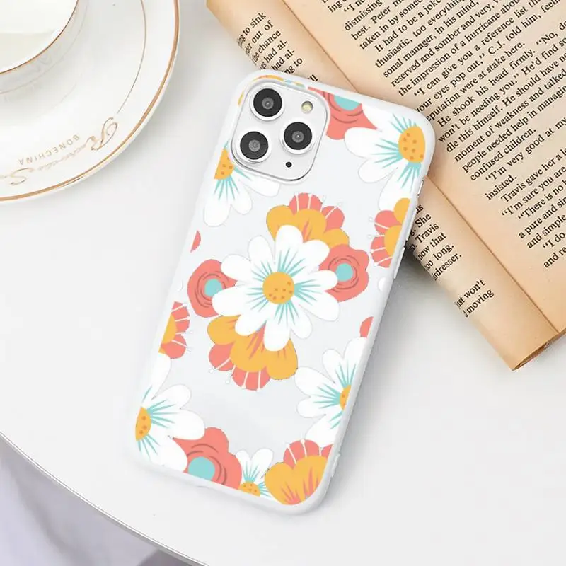 

Cute cartoon daisy flower Phone Case White Candy Color for iPhone 11 12 mini pro XS MAX 8 7 6 6S Plus X SE 2020 XR