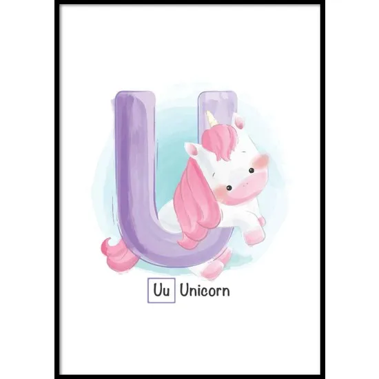 Дизайн склона Beryl студийный алфавит Буква U Постер для детской комнаты настенная