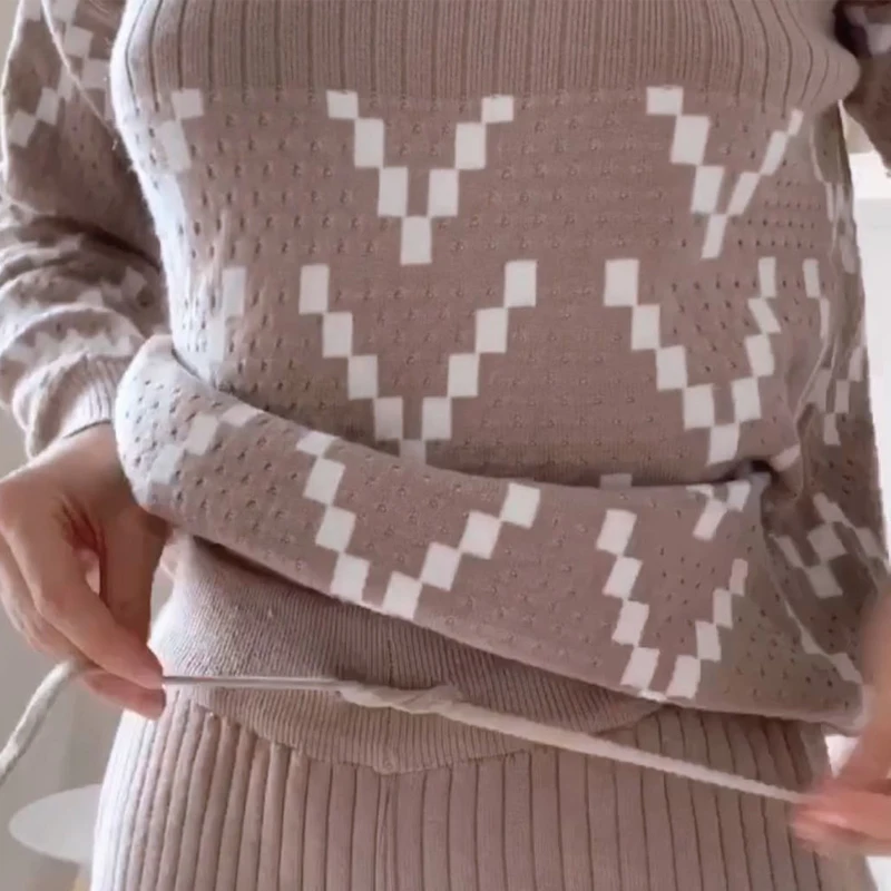 Женский трикотажный костюм GIGOGOU теплый спортивный из двух предметов с широкими