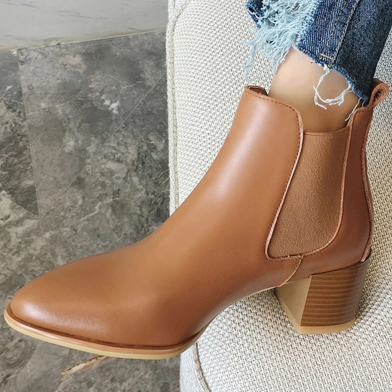 

Женские ботинки челси из коровьей кожи, длина 22-24,5 см