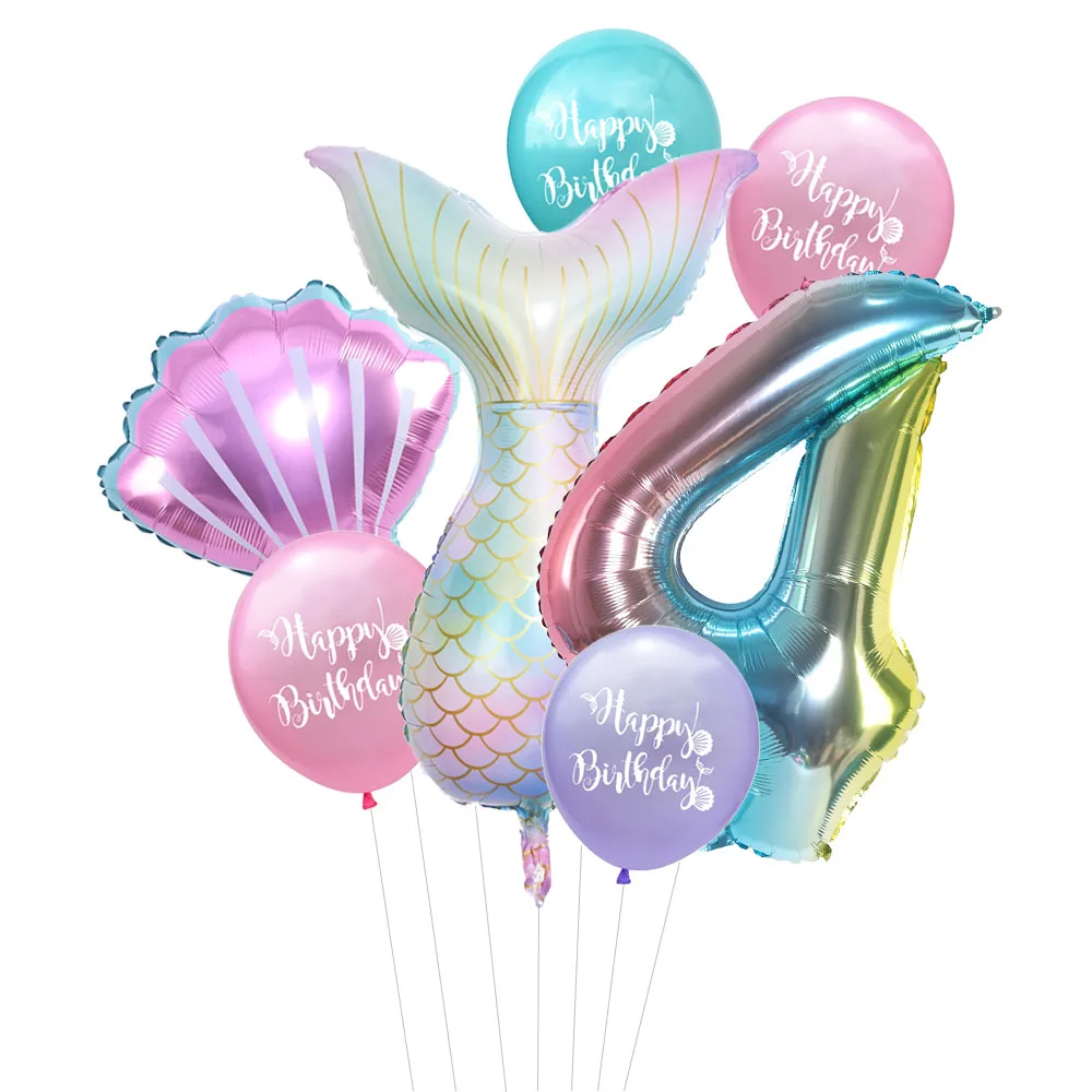 

Mermaid Tail Balloons Sea Shells Ballon Helium Foil Ocean Balloon for Mermaid Birthday Party Supplies Under The Sea Party Decor
