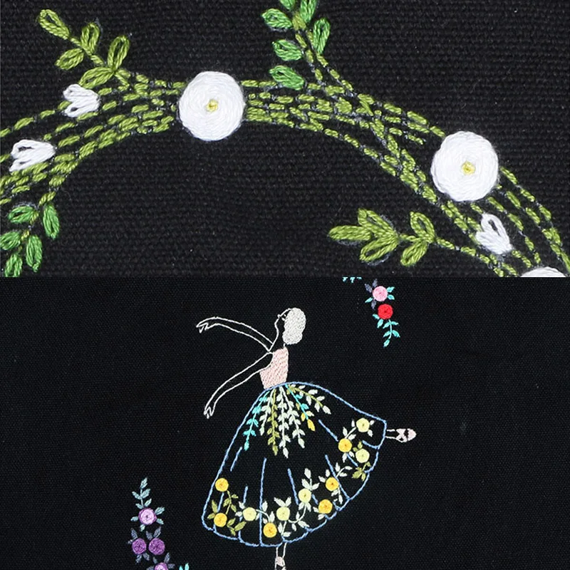 Набор для вышивки с изображением танцующей девочки холщовая сумочка сделай сам