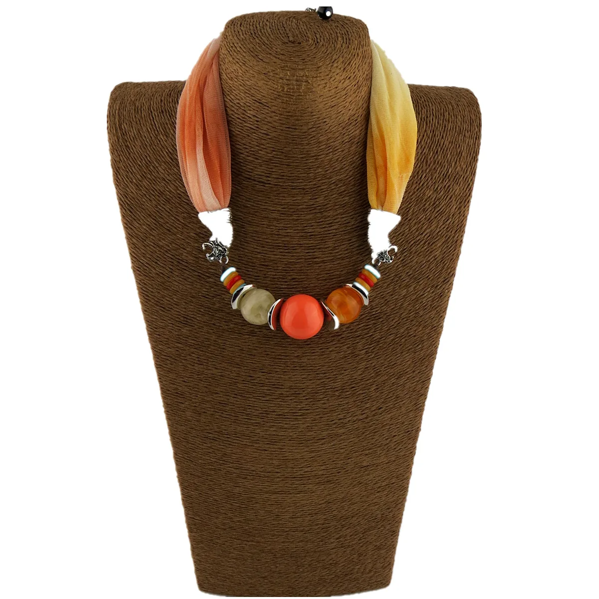 Новый шарф с подвеской ожерелье богемные ожерелья для женщин шифоновое