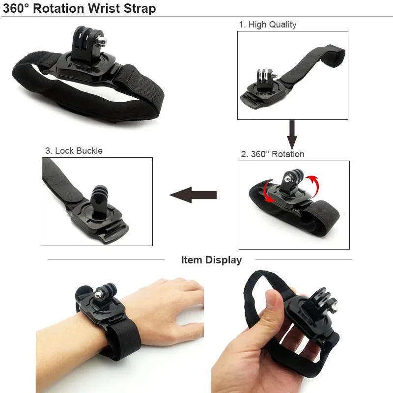 

Peeynnt Accessories Kit for Gopro 9 8 7 Black for Go pro 6 5 4 3 SJCAM SJ4000 EKEN H9 Strap Selfie Stick Monopod Mount for Yi 4K