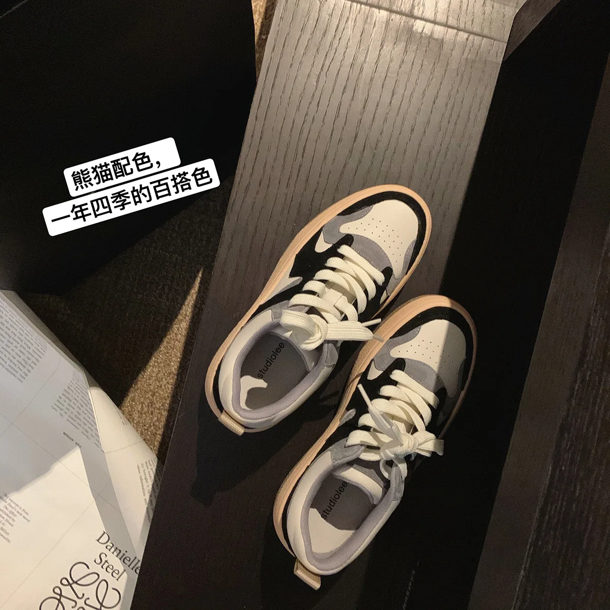 

Mr Co Fall 2021 New Color Matching Round Toe Single Shoes Thick-soled Fashion Lace-up Casual Sports Shoes Women