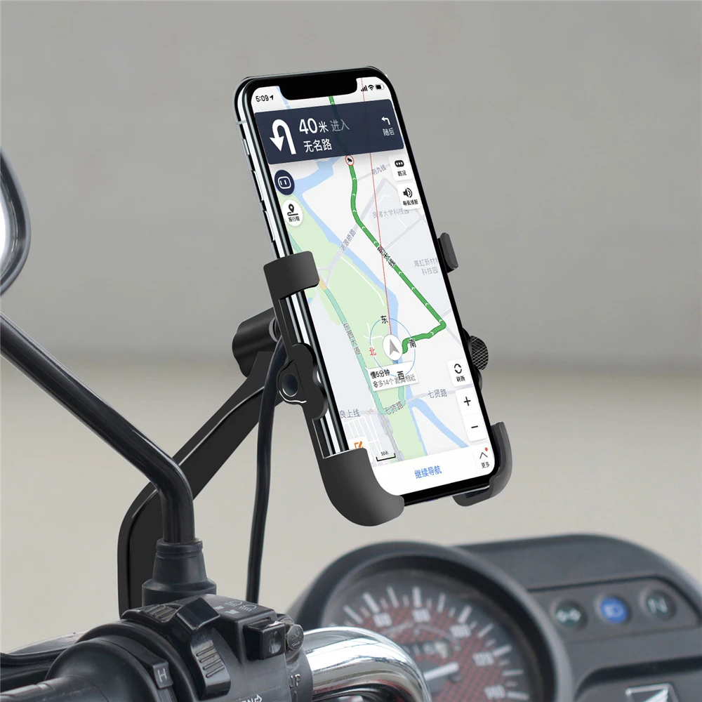 

Motorcycle Handlebar Bike Mobile Cell Phone Mount Holder with USB Charger Bicycle Aluminum alloy Phone Stand For Smartphone GPS