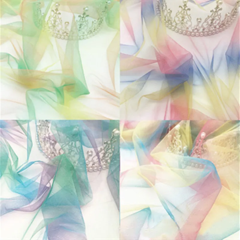 

1 M Gradient Rainbow Tulle African Fabric DIY Baby Shower Tulle Skirt Tablecloth Chair Belt Wedding Christmas Party Decorations