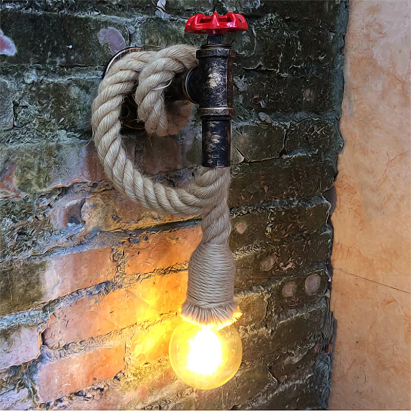 Промышленная веревка настенная лампа винтажный Wandlamp водопровод светодиодный