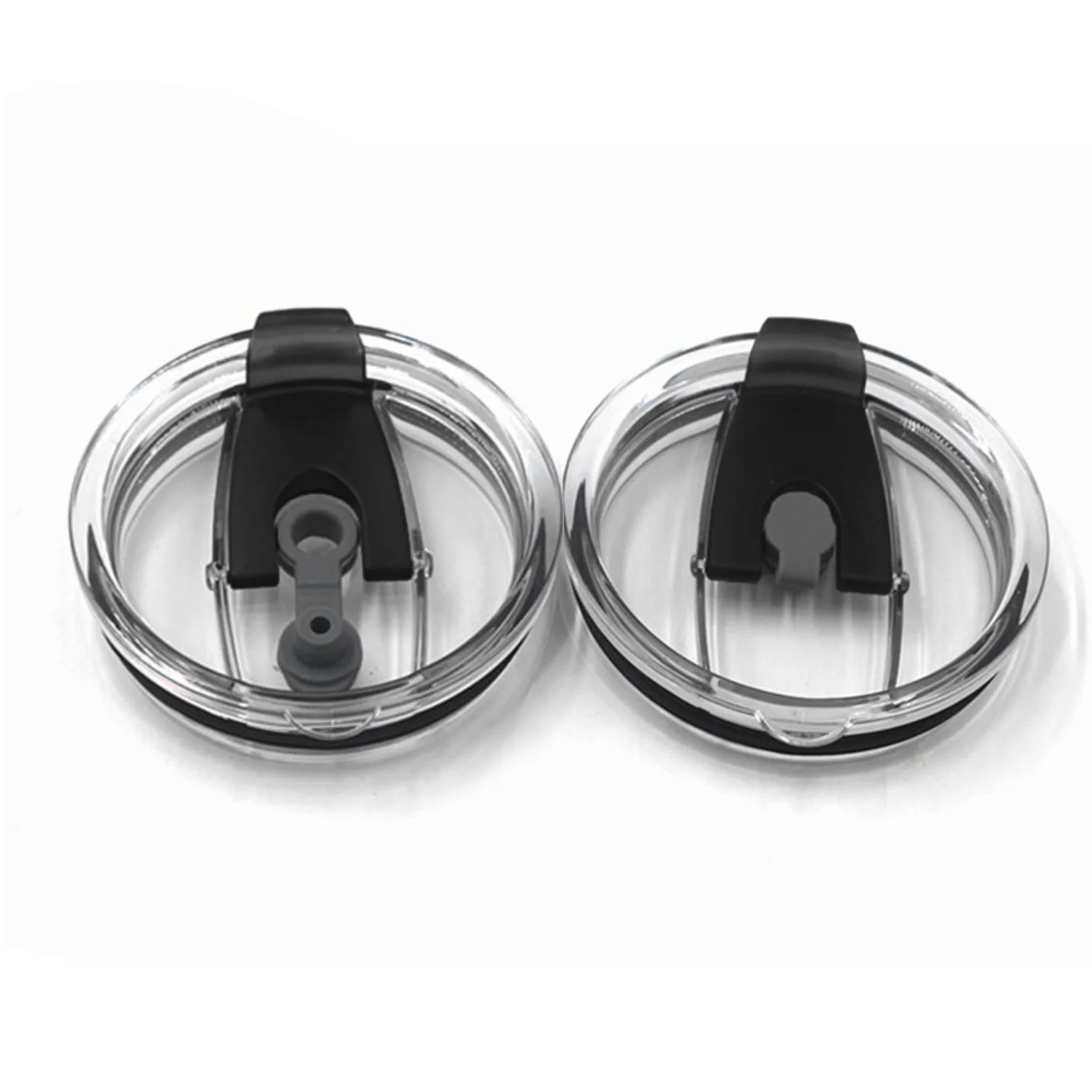 Behogar 2PCS Straw Cups Lids Spill Proof Splash Resistant Replacement Tumbler Lids Covers for Yeti Rambler 10oz 20oz Cups Black