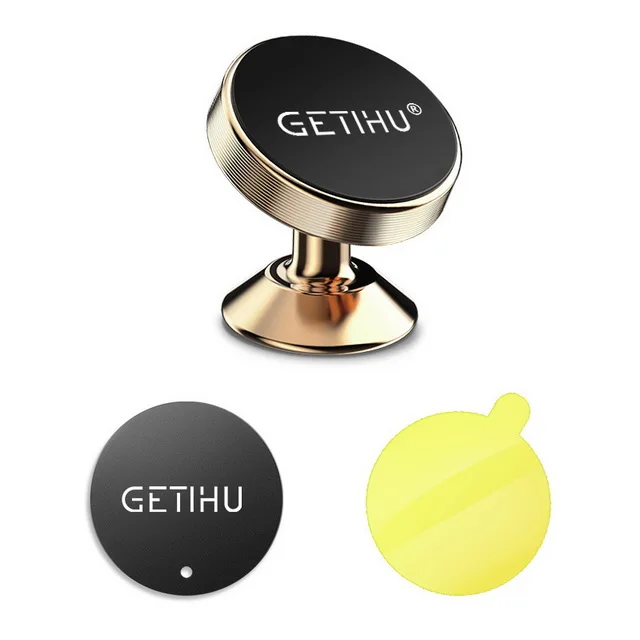 Gold No Box GETIHU Mini Universal Magnetic Car Phone Holder in Car Metal Plate Magnet Cell Mobile Smartphone Stand Mount For iPhone Samsung - Цвет: Gold No Box