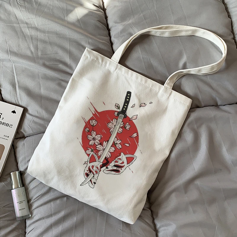 Японская Холщовая Сумка В Стиле Хип-хоп с мультяшным принтом темной лисы Новая