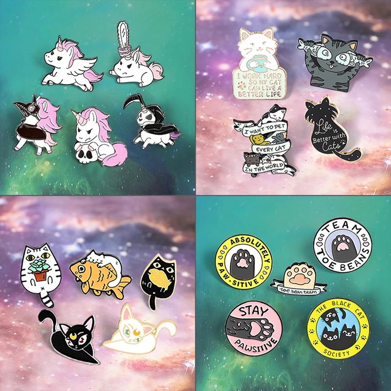 Эмалированная булавка для кошек котят крыльев лошади кошачий палец клубный Кот