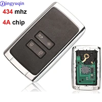 jingyuqin car alarm 4 button smart remote key 434mhz hitag aes 4a chip for renault megane 4 keyless go entry car key