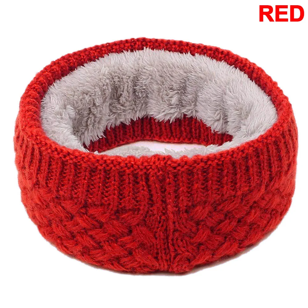 red Scarf Зимний теплый матовый вязаный шейный шарф-петля, уплотненная теплая круглая обертка, шарф-хомут с петлей, женский шарф для катания на лыжах и альпинизма - Цвет: red Scarf
