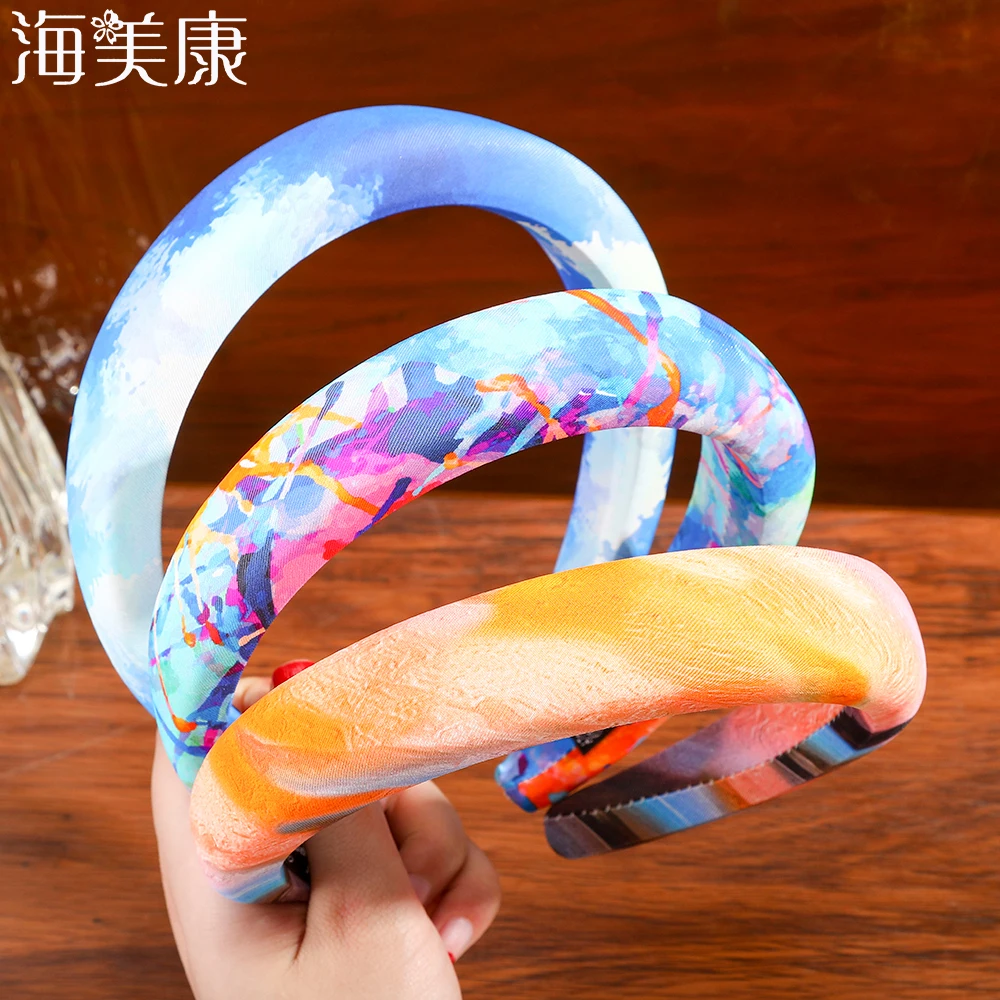 

Haimeikang Vintage Velvet Padded Headbands Women Wide Bezel Hairbands Non-slip Thick Hair Hoop Sponge Hairband Hair Accessories