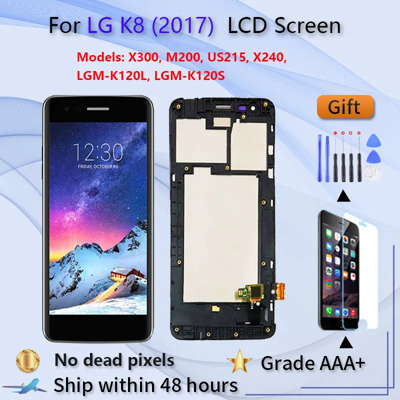 

5,0 "Оригинальный ЖК-дисплей X240 для LG K8 2017 X240, ЖК-дисплей, сенсорный экран, дигитайзер с рамкой для LG X240 LCD 100% протестирован