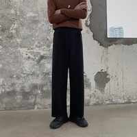 men korean loose straight leg pants mens trousers s 2xl winter thick woolen pants mens warm fashion black brown casual pants