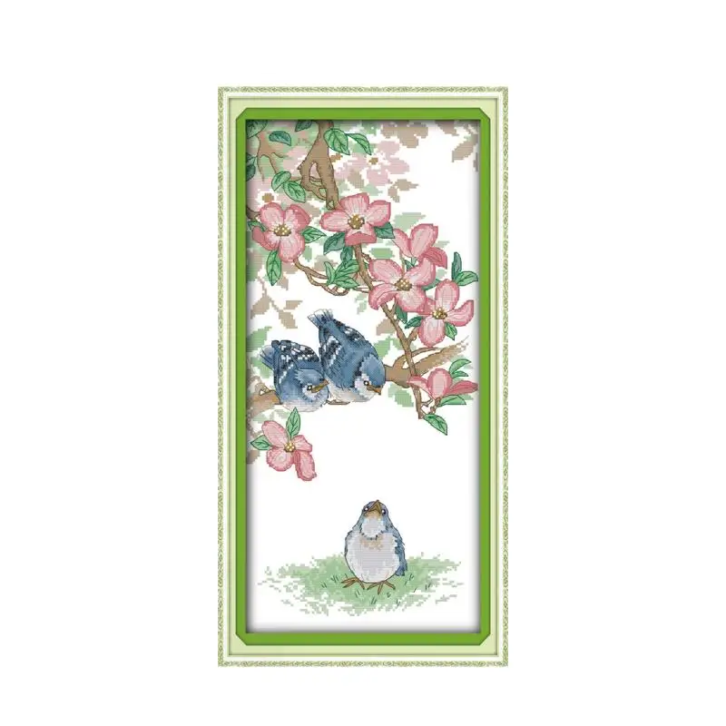 

The blue bird cross stitch kit 14ct 11ct pre stamped canvas embroidery DIY handmade needlework