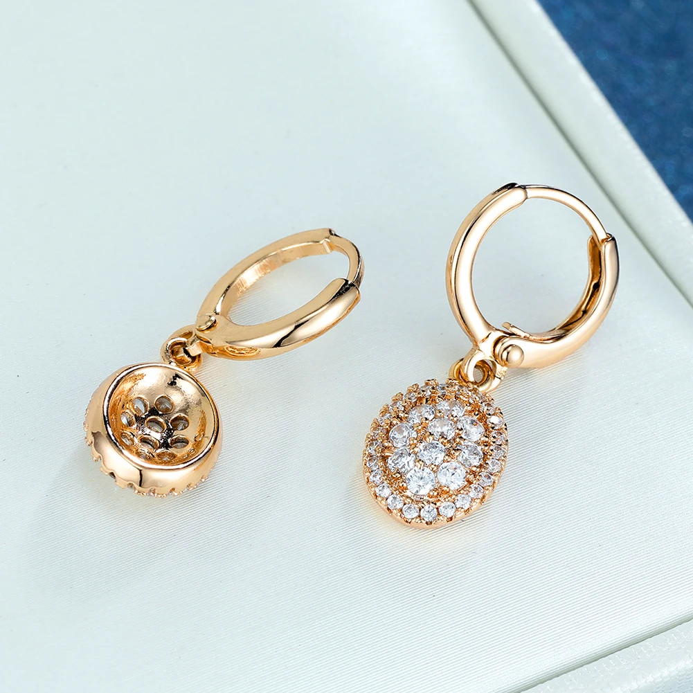 

New Fashion Gold Hoop Earrings Women Light Luxury Oval Zircon Drop Earrings Party Wedding Jewelry Gift Female Dangle Earrings