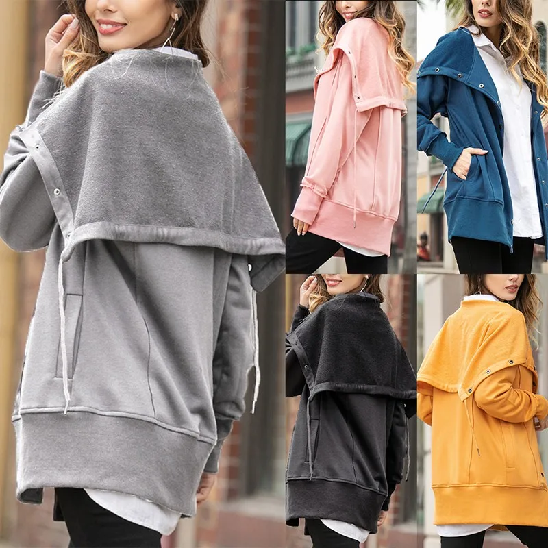 

Women Casual Wild Jacket Solid Color Long Sleeve Slim Round Collar Versatile Coat