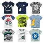 Детская футболка для мальчиков, Детские рубашки, Детская Хлопковая футболка с мультяшным львом для малышей, топы, одежда, короткая футболка