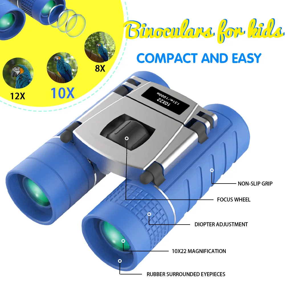 Professional 10X22 Kids Binocular Telescope Children Educational Learning Bird Watching Folding Optics Night Vision | Инструменты