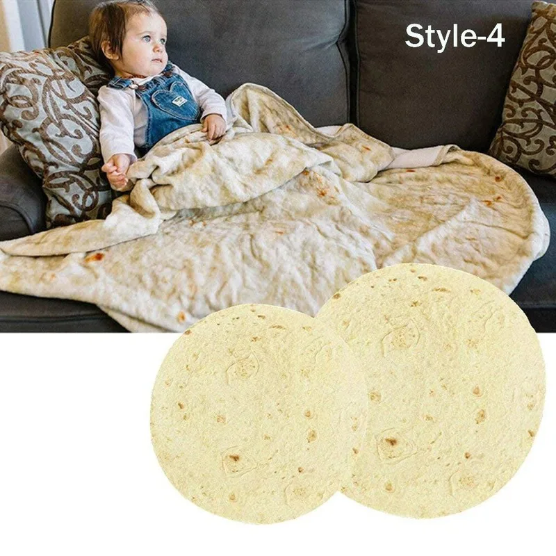 買取 面白い寝具ソフト暖かいフランネルメキシコburritoラウンド毛布クリエイティブぬいぐるみパンケーキ柄オフィス昼寝空調毛布