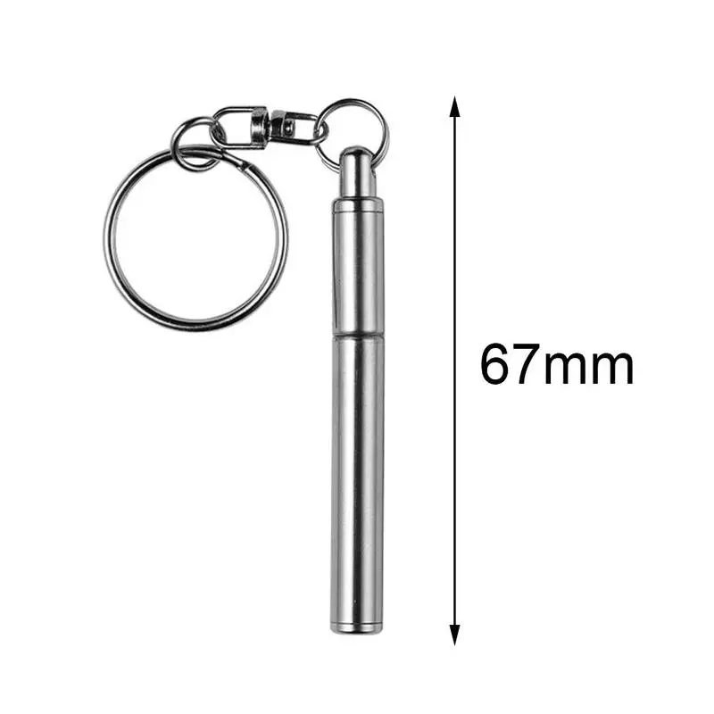 

New Portable steel telescopic pen tool Metal Pen Ball Tool Pen Ring Point Keychain Ergonomic V7P1