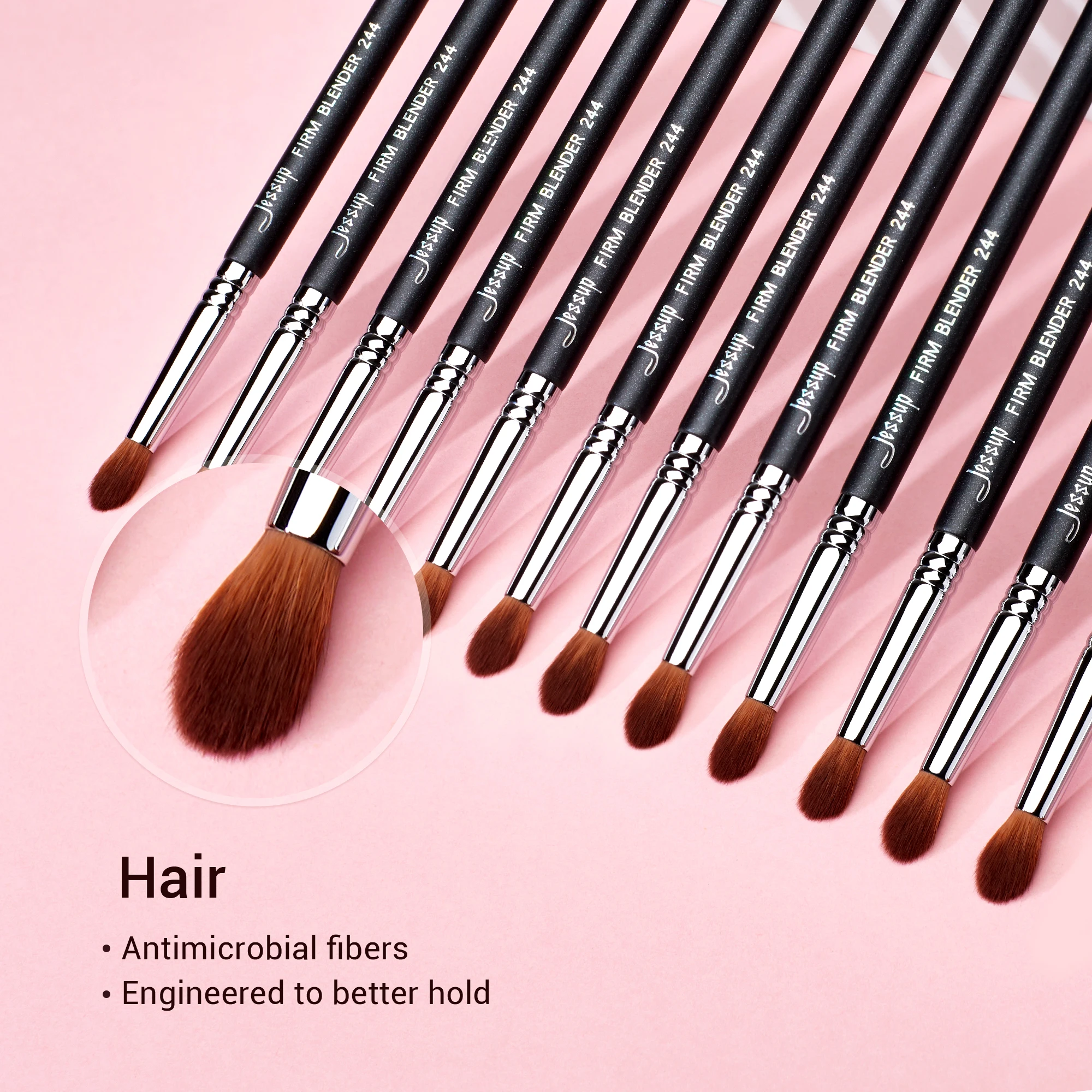 Jessup черная/Серебристая кисть для растушевки теней макияжа мягкие синтетические