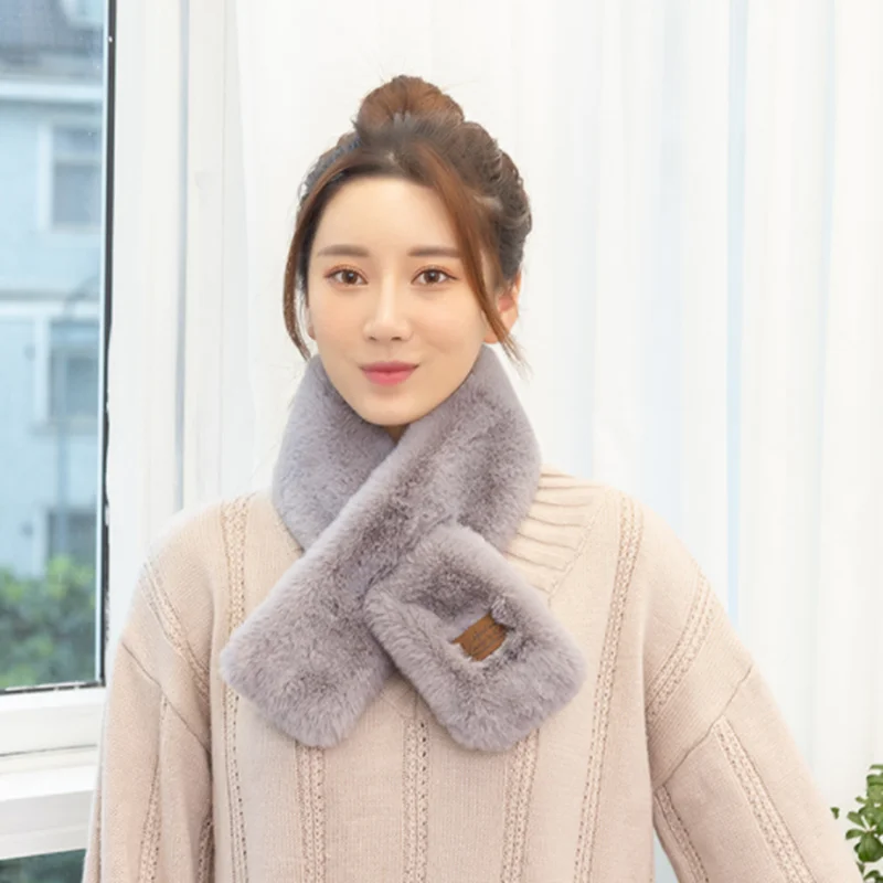 Модный новый зимний женский однотонный флисовый утепленный плюшевый теплый шарф